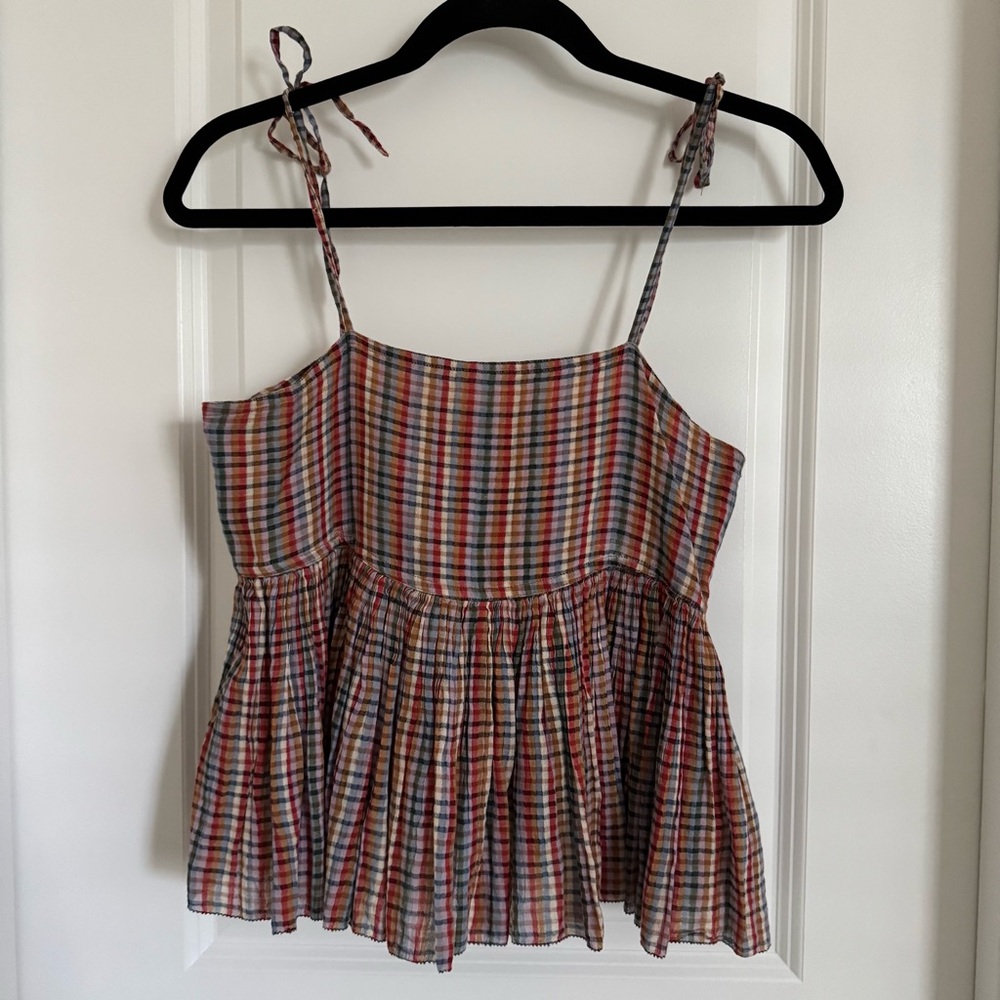 THE GREAT. Colorful Gingham Top, 0